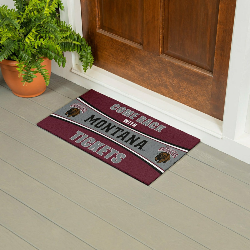 28" x 16" PVC Trapper Mat, Come Back with Tickets, University of Monta, Collegiate