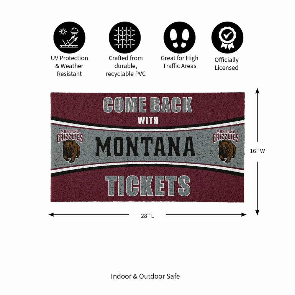 28" x 16" PVC Trapper Mat, Come Back with Tickets, University of Monta, Collegiate