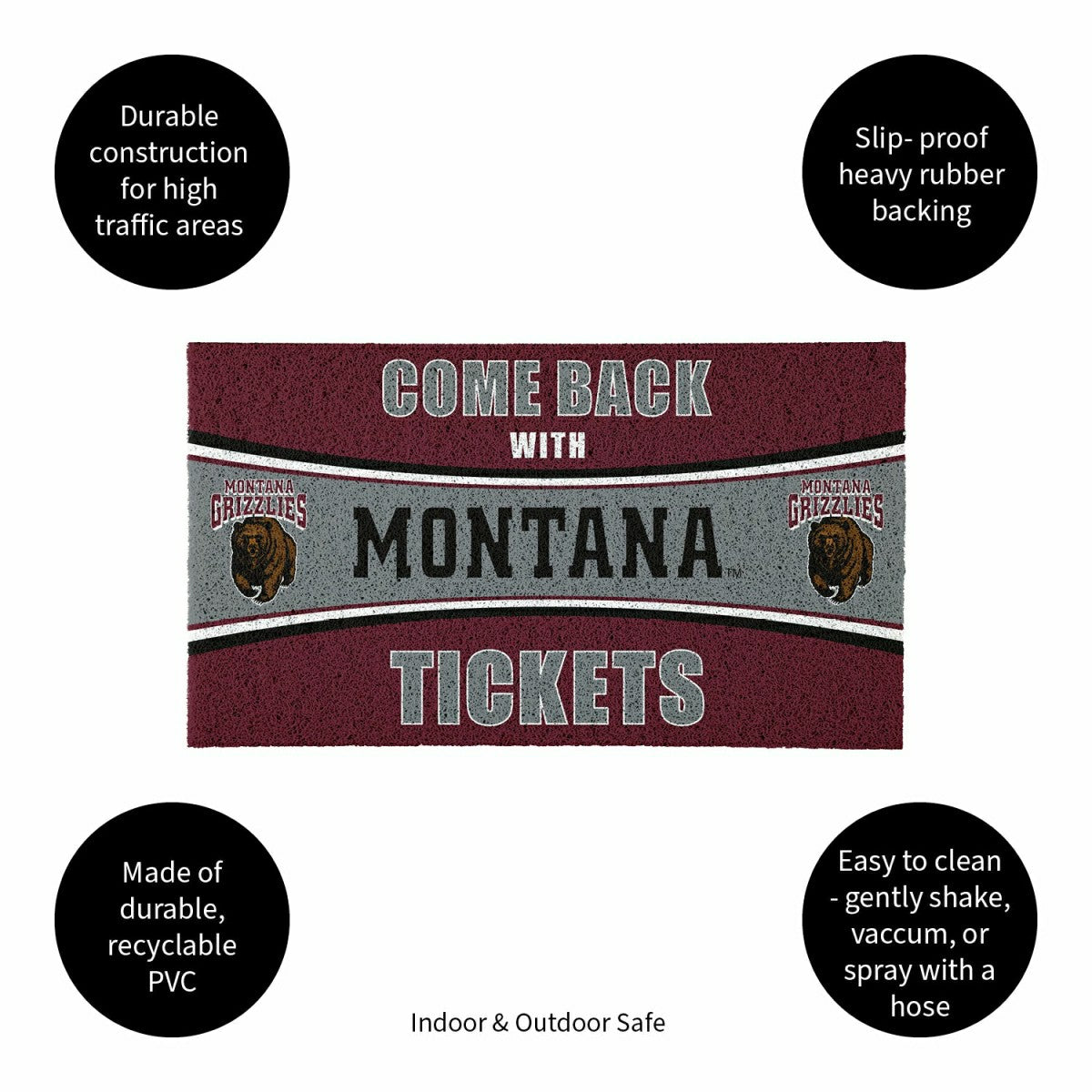 28" x 16" PVC Trapper Mat, Come Back with Tickets, University of Monta, Collegiate