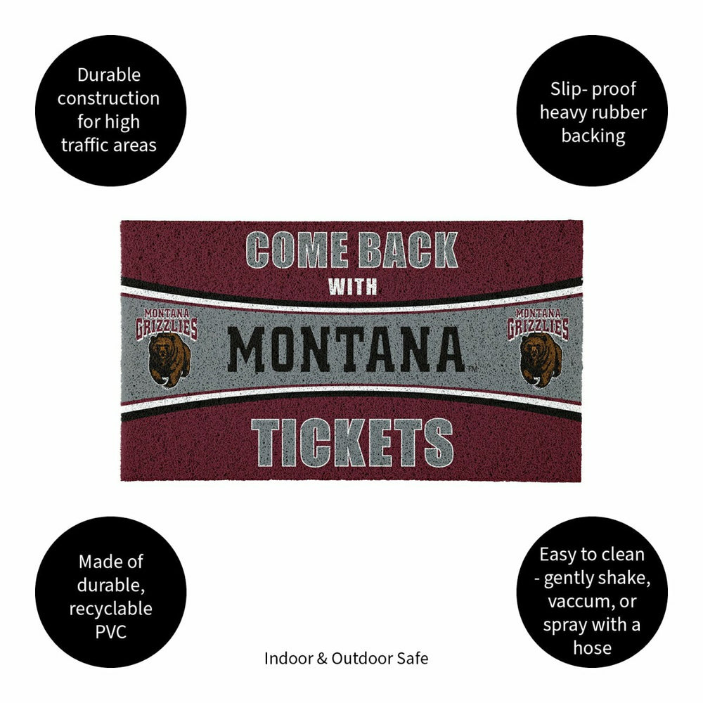28" x 16" PVC Trapper Mat, Come Back with Tickets, University of Monta, Collegiate