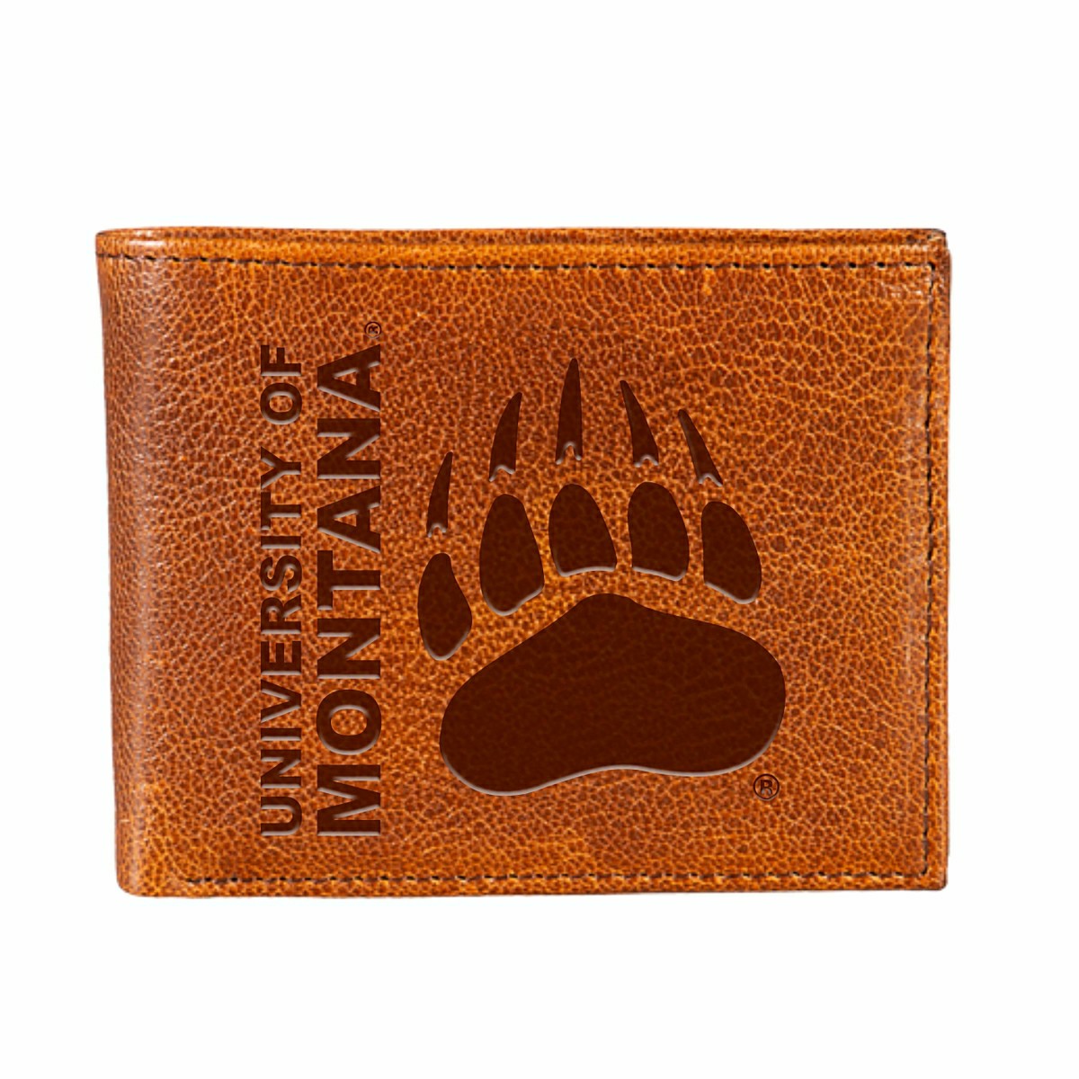 University of Montana, Embossed 100% Genuine Tumbled Leather Passcase , Collegiate, Home