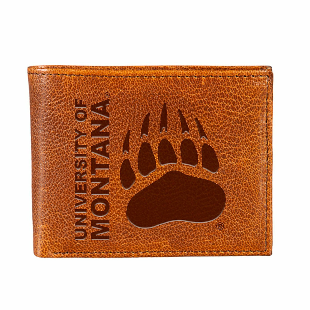 University of Montana, Embossed 100% Genuine Tumbled Leather Passcase , Collegiate, Home
