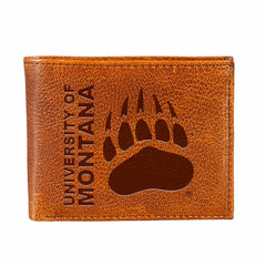 University of Montana, Embossed 100% Genuine Tumbled Leather Passcase , Collegiate, Home