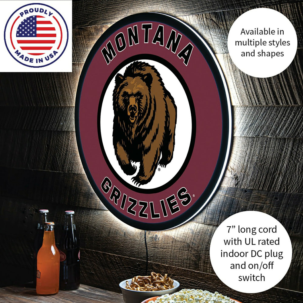 LED Wall Decor, Round, University of Montana, Collegiate, Home