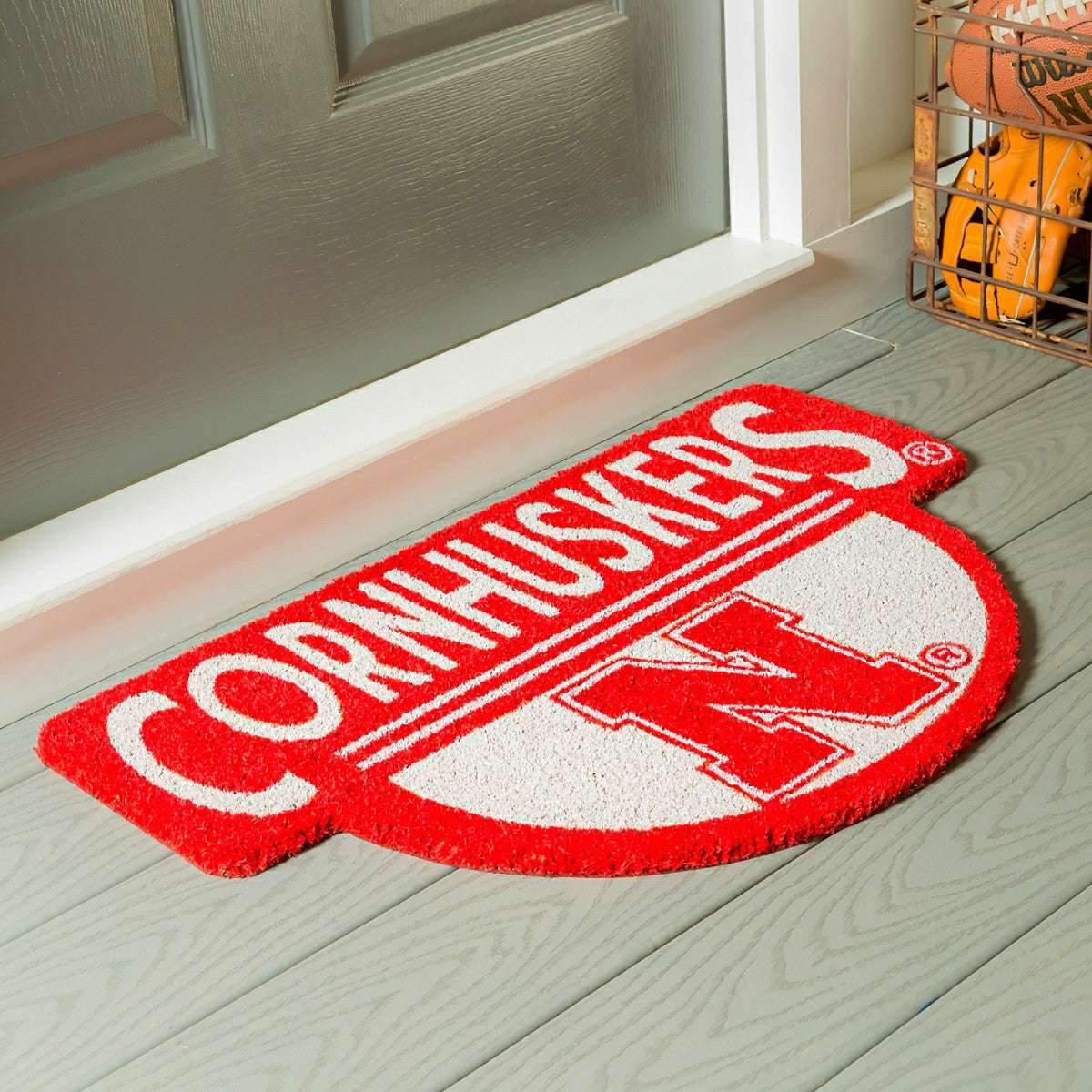 NCAA Team Shaped Coir Door Mat, Nebraska Cornhuskers, Collegiate
