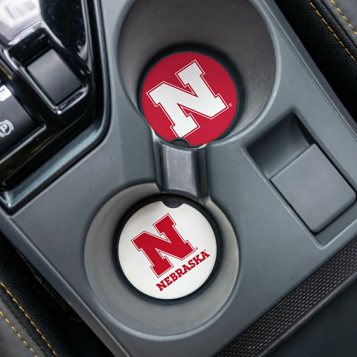 University of Nebraska Car Coaster Set, 2pc, Collegiate, Home