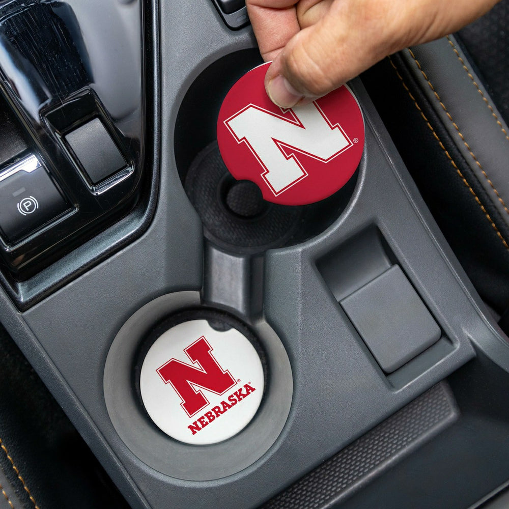 University of Nebraska Car Coaster Set, 2pc, Collegiate, Home