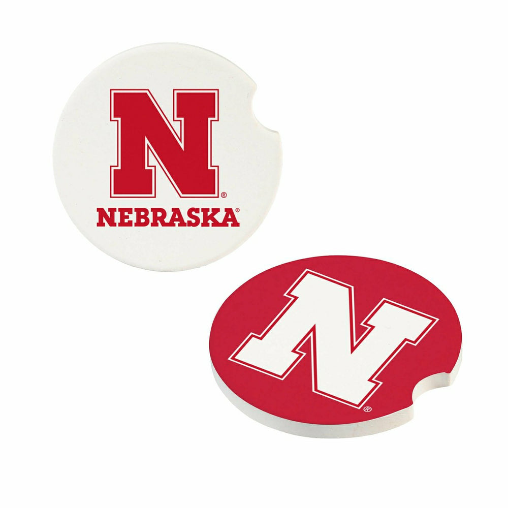 University of Nebraska Car Coaster Set, 2pc, Collegiate, Home