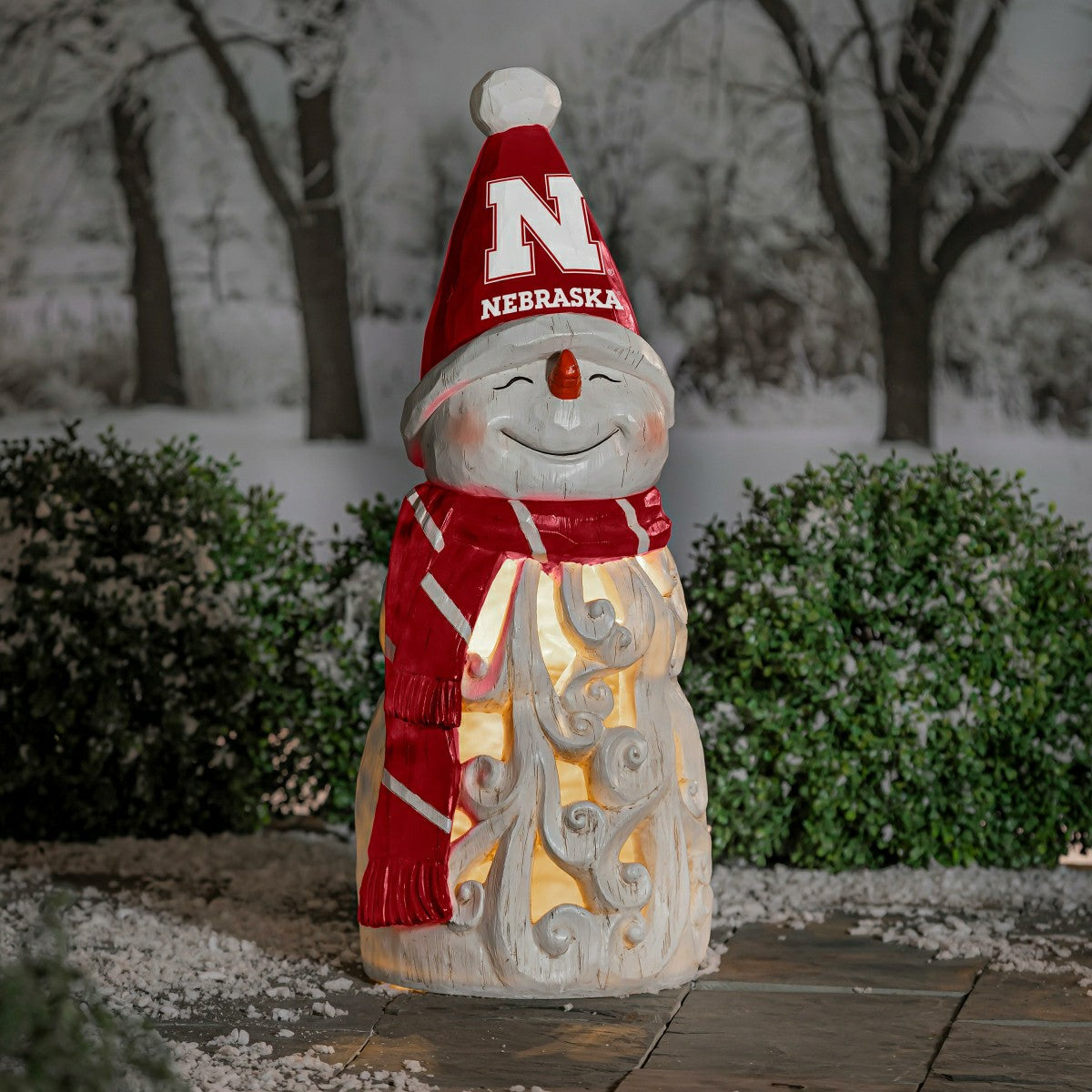 University of Nebraska Snowman LED Statuary, 26", Collegiate