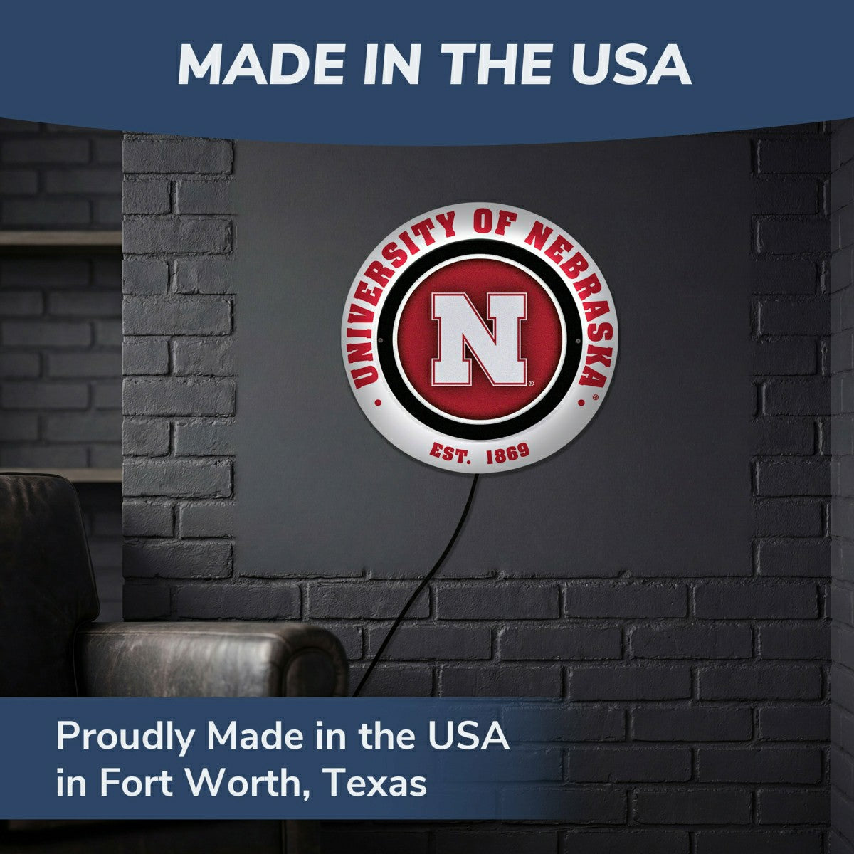 University of Nebraska, Metal Lite, Round, Collegiate