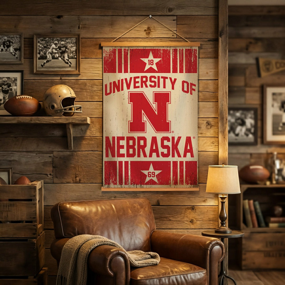 University of Nebraska, Canvas Wall Tapestry, Medium, 36x24, Collegiate, Home