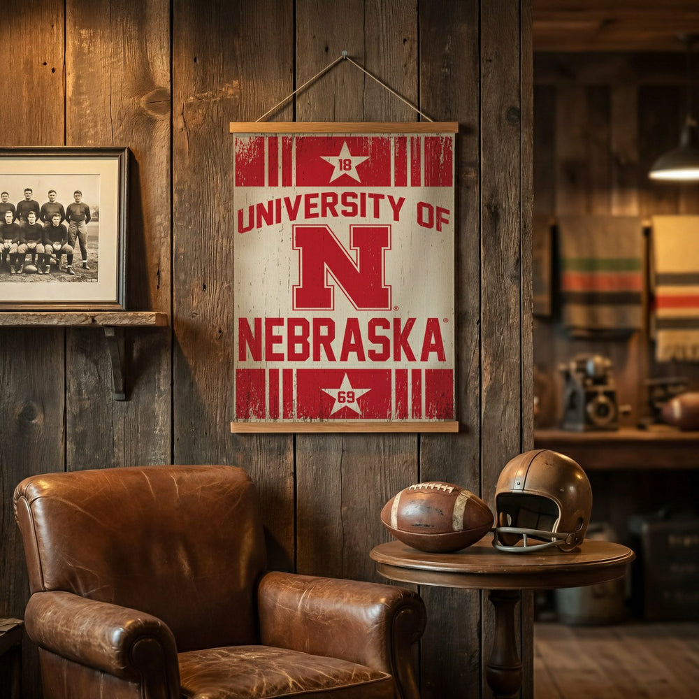 University of Nebraska, Canvas Wall Tapestry, Medium, 36x24, Collegiate, Home