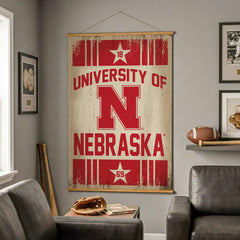 University of Nebraska, Canvas Wall Tapestry, Large, 54x36, Collegiate, Home