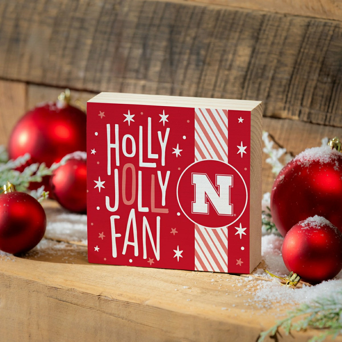 University of Nebraska Block, Holiday, 6x6, Collegiate, Home