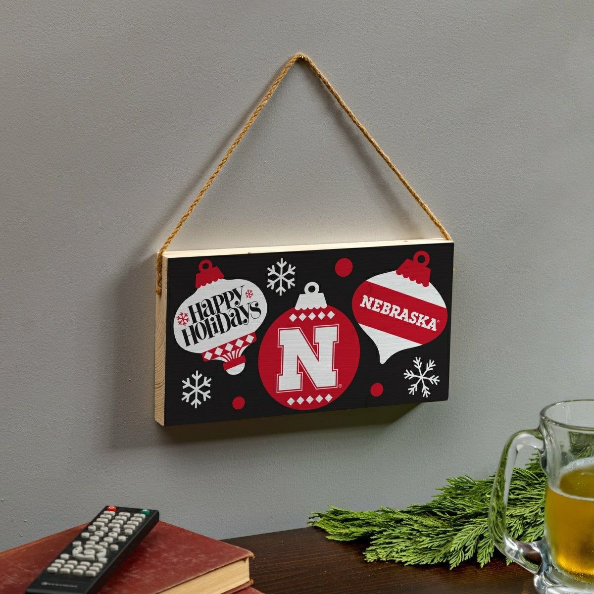 University of Nebraska Holiday Wood Wall Sign, 6x11, Collegiate, Home