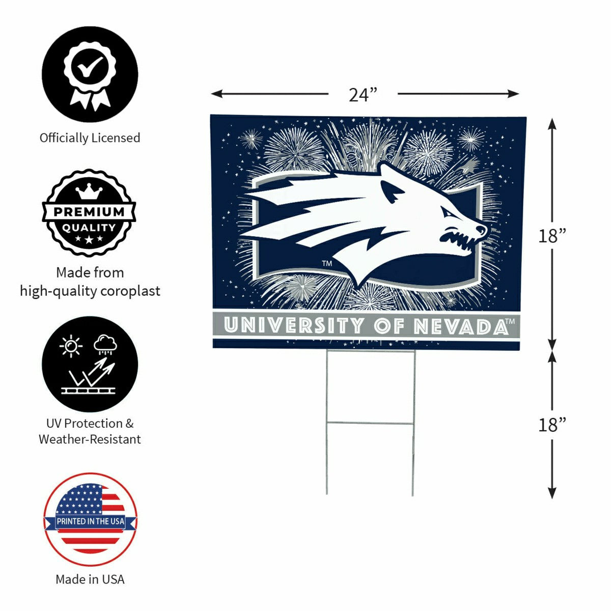University of Nevada Yard Sign, Patriotic, Collegiate, Home