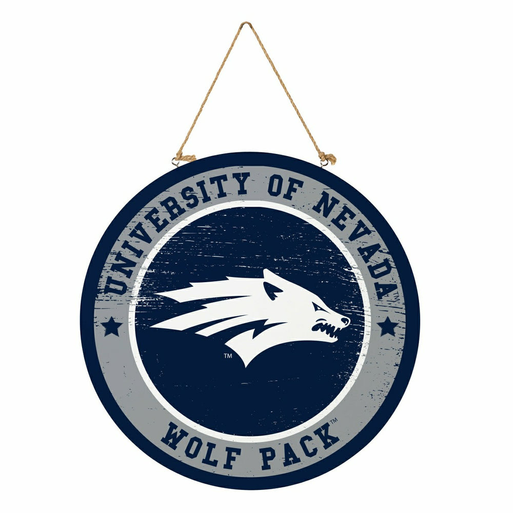 University of Nevada Round Door Décor with Hanging Rope, 18x18, Collegiate, Home
