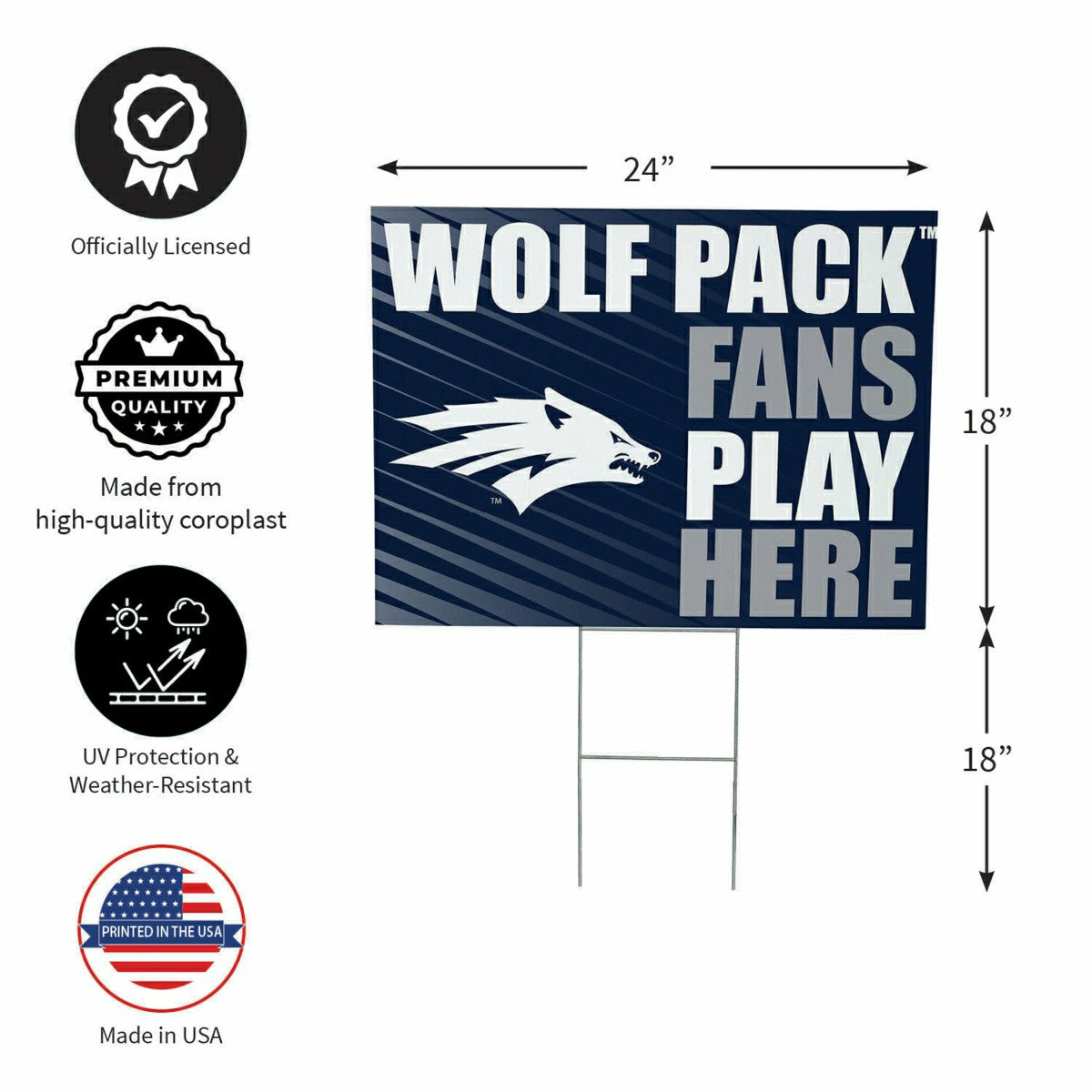 University of Nevada Coroplast Yard Sign "Fans Play Here", Collegiate, Home