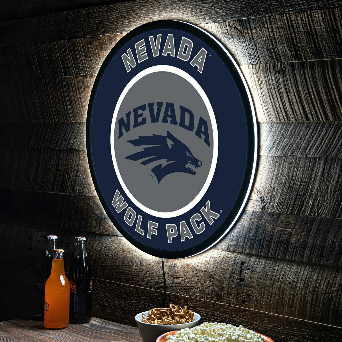 LED Wall Decor, Round, University of Nevada, Collegiate, Home