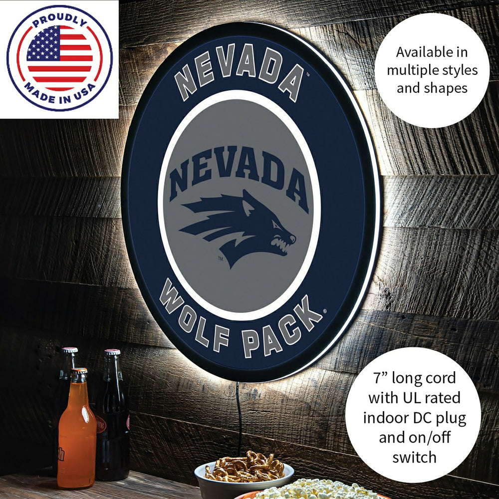 LED Wall Decor, Round, University of Nevada, Collegiate, Home