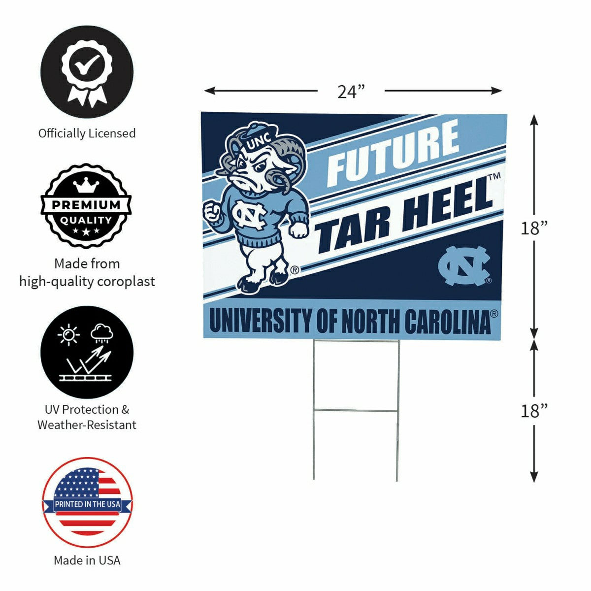 University of North Carolina Coroplast Yard Sign, Future Student, Collegiate, Home