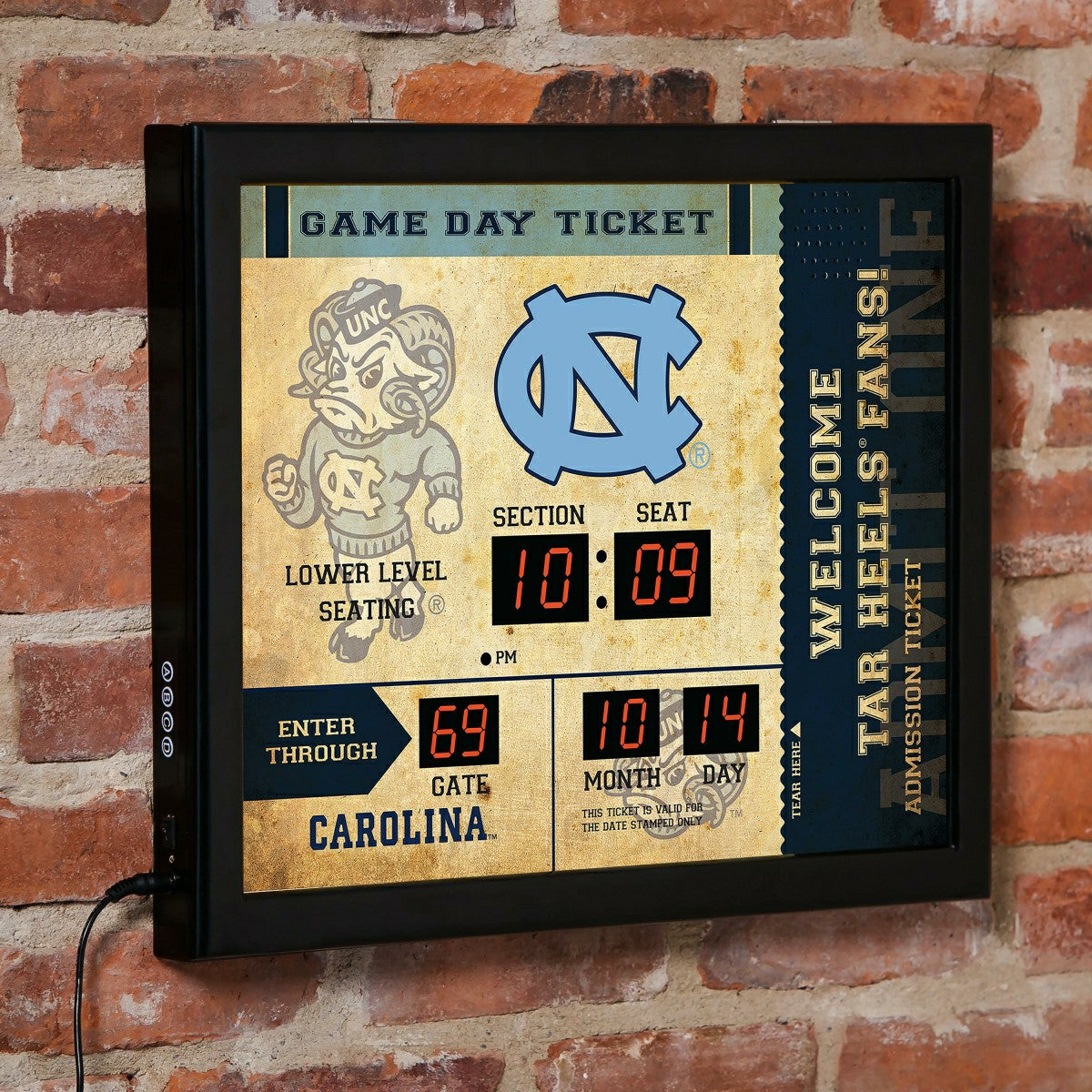 Scoreboard Wall Clock, North Carolina, Collegiate, Home