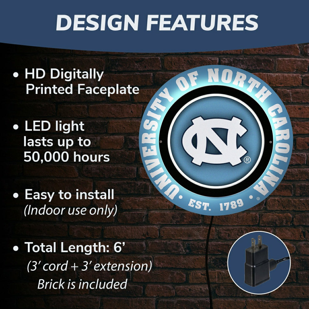 University of North Carolina, Metal Lite, Round, Collegiate