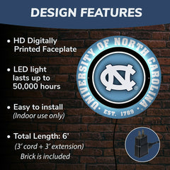 University of North Carolina, Metal Lite, Round, Collegiate