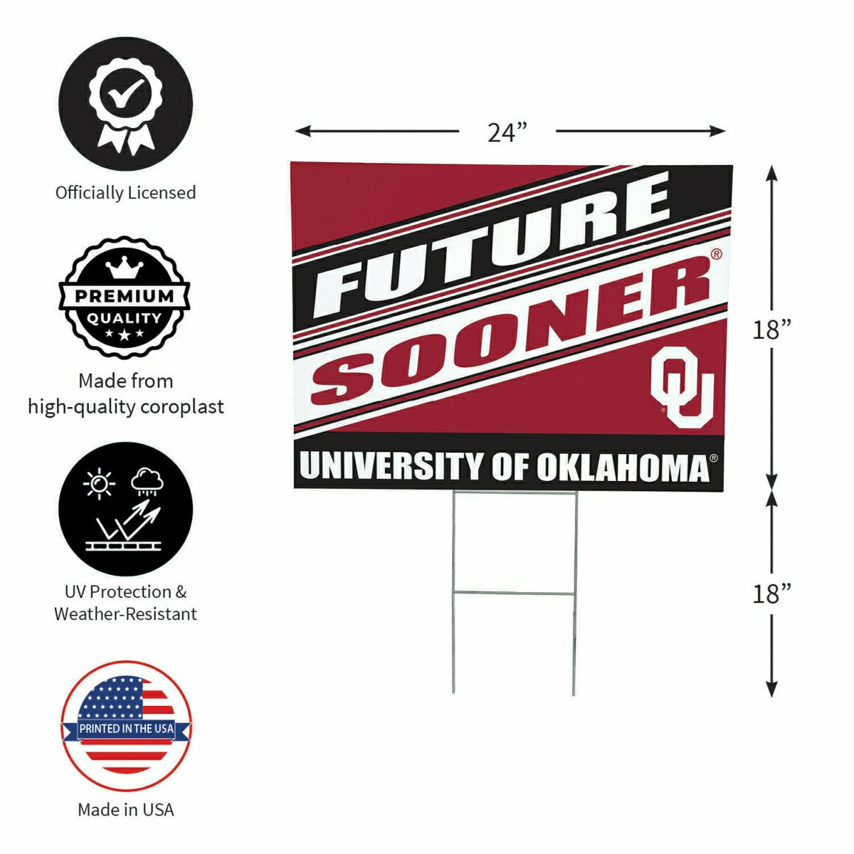 University of Oklahoma Coroplast Yard Sign, Future Student, Collegiate, Home