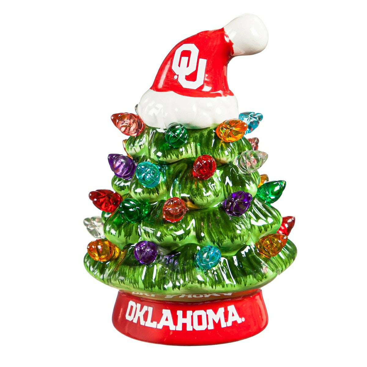 4" Mini LED Tabletop Christmas Tree, Set of 2, University of Oklahoma, Collegiate, Home