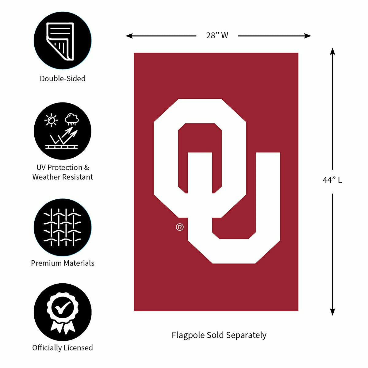 University of Oklahoma Applique House Flag, Collegiate, Home