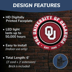 University of Oklahoma, Metal Lite, Round, Collegiate