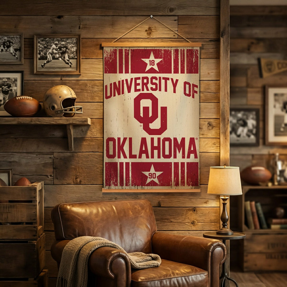 University of Oklahoma, Canvas Wall Tapestry, Medium, 36x24, Collegiate, Home