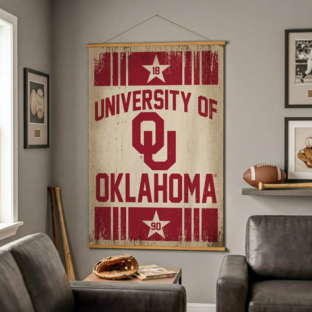 University of Oklahoma, Canvas Wall Tapestry, Large, 54x36, Collegiate, Home