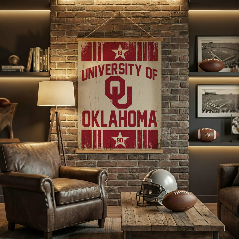 University of Oklahoma, Canvas Wall Tapestry, Large, 54x36, Collegiate, Home
