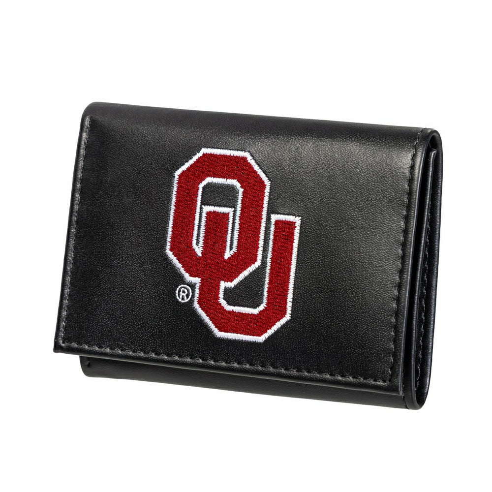 University of Oklahoma Black Tri-Fold Embroidered Wallet w/ RFID Blocking, Collegiate, Home