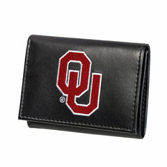 University of Oklahoma Black Tri-Fold Embroidered Wallet w/ RFID Blocking, Collegiate, Home