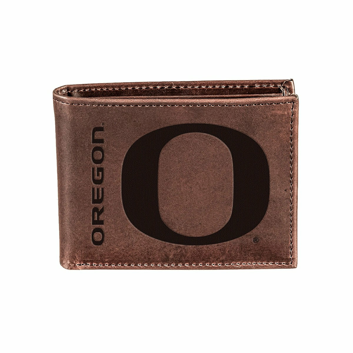 University of Oregon, Bi-Fold Wallet, Brown, CH, 100% Genuine Leather, Collegiate, Home