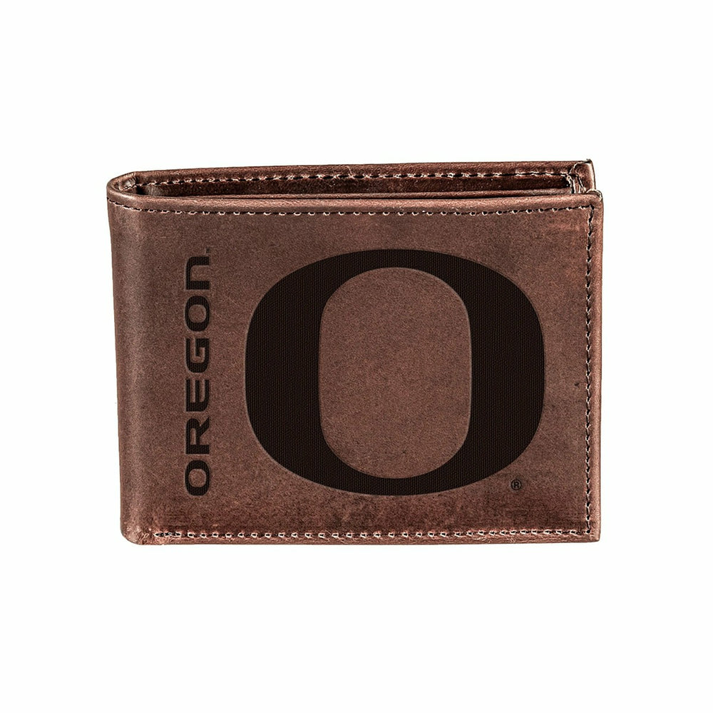 University of Oregon, Bi-Fold Wallet, Brown, CH, 100% Genuine Leather, Collegiate, Home