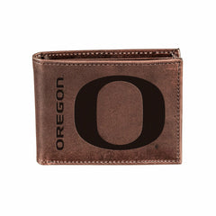 University of Oregon, Bi-Fold Wallet, Brown, CH, 100% Genuine Leather, Collegiate, Home