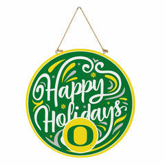 University of Oregon Holiday Round Door Décor with Hanging Rope, 18x18, Collegiate, Home