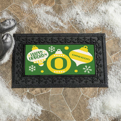 University of Oregon Holiday Flocked Coir Sassafras Switch Mat, 22"x10, Collegiate