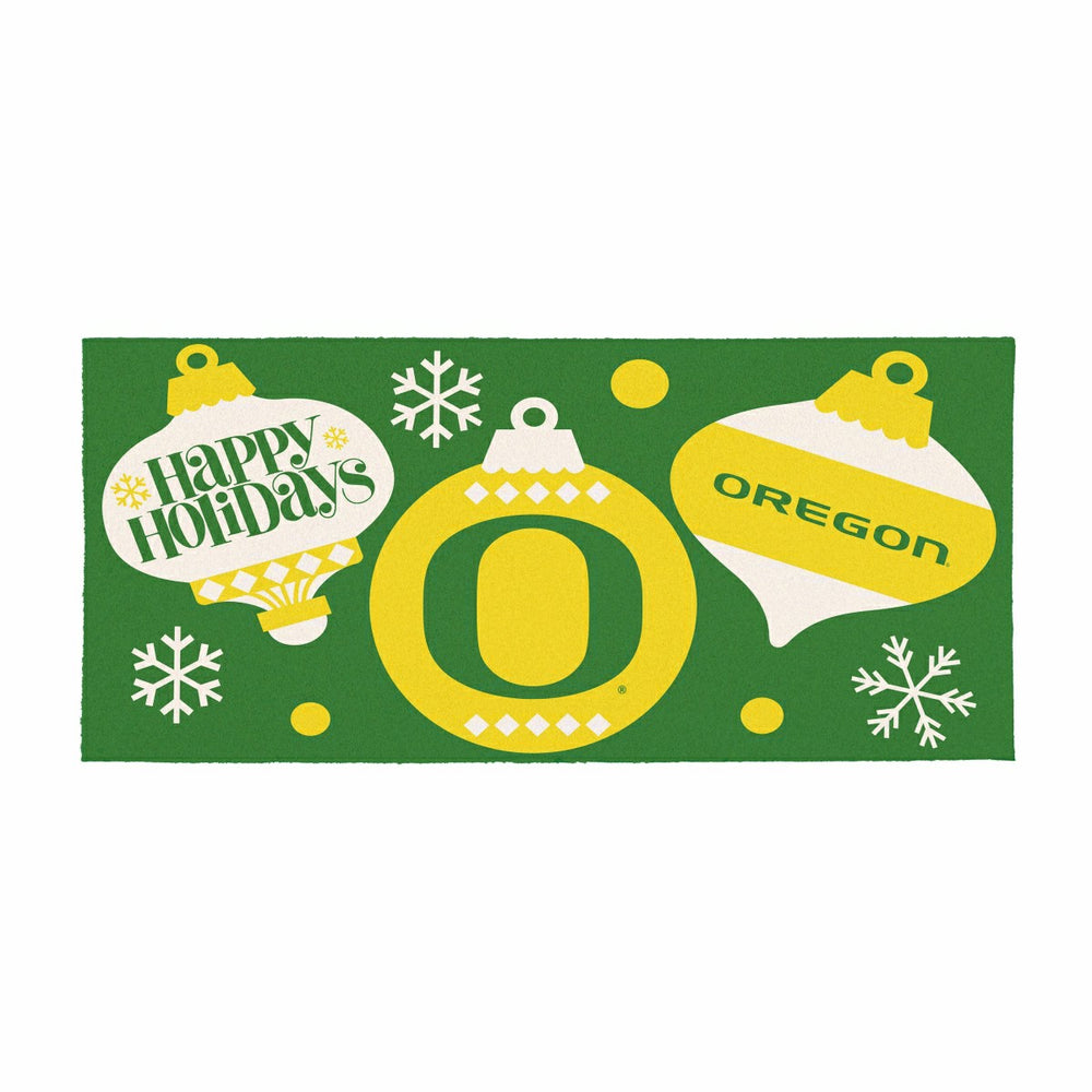 University of Oregon Holiday Flocked Coir Sassafras Switch Mat, 22"x10, Collegiate