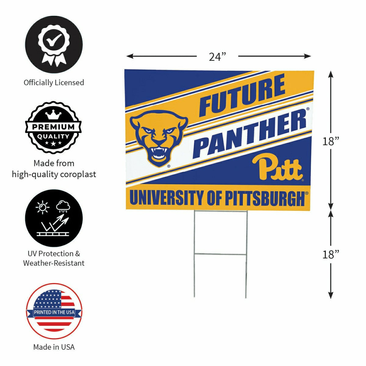 University of Pittsburgh Coroplast Yard Sign, Future Student, Collegiate, Home