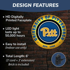 University of Pittsburgh, Metal Lite, Round, Collegiate