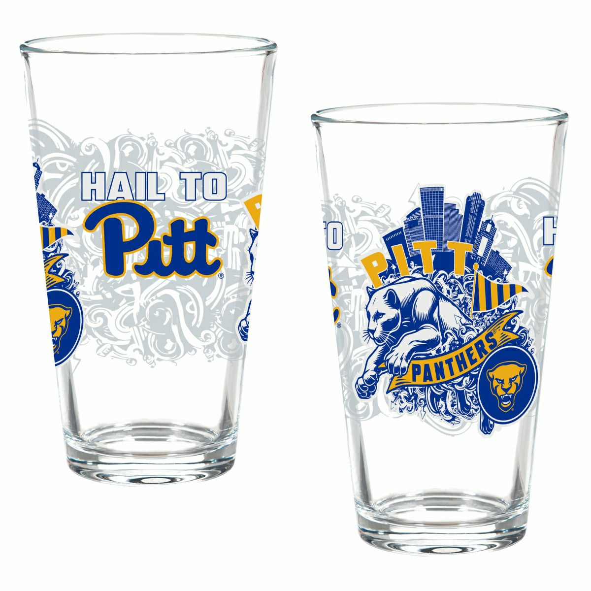 University of Pittsburgh 16oz Glass pint, Set of 2, Collegiate, Home