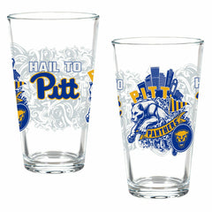 University of Pittsburgh 16oz Glass pint, Set of 2, Collegiate, Home