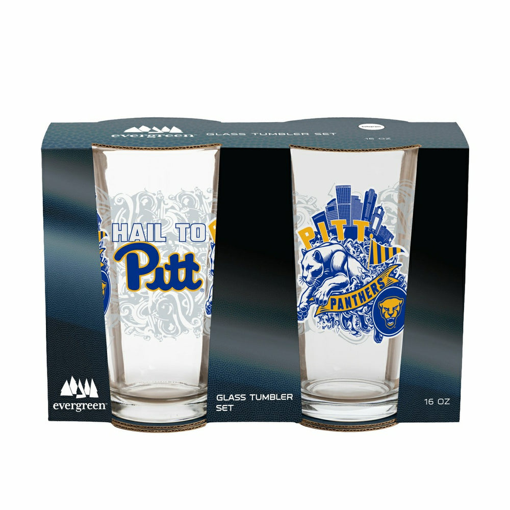 University of Pittsburgh 16oz Glass pint, Set of 2, Collegiate, Home