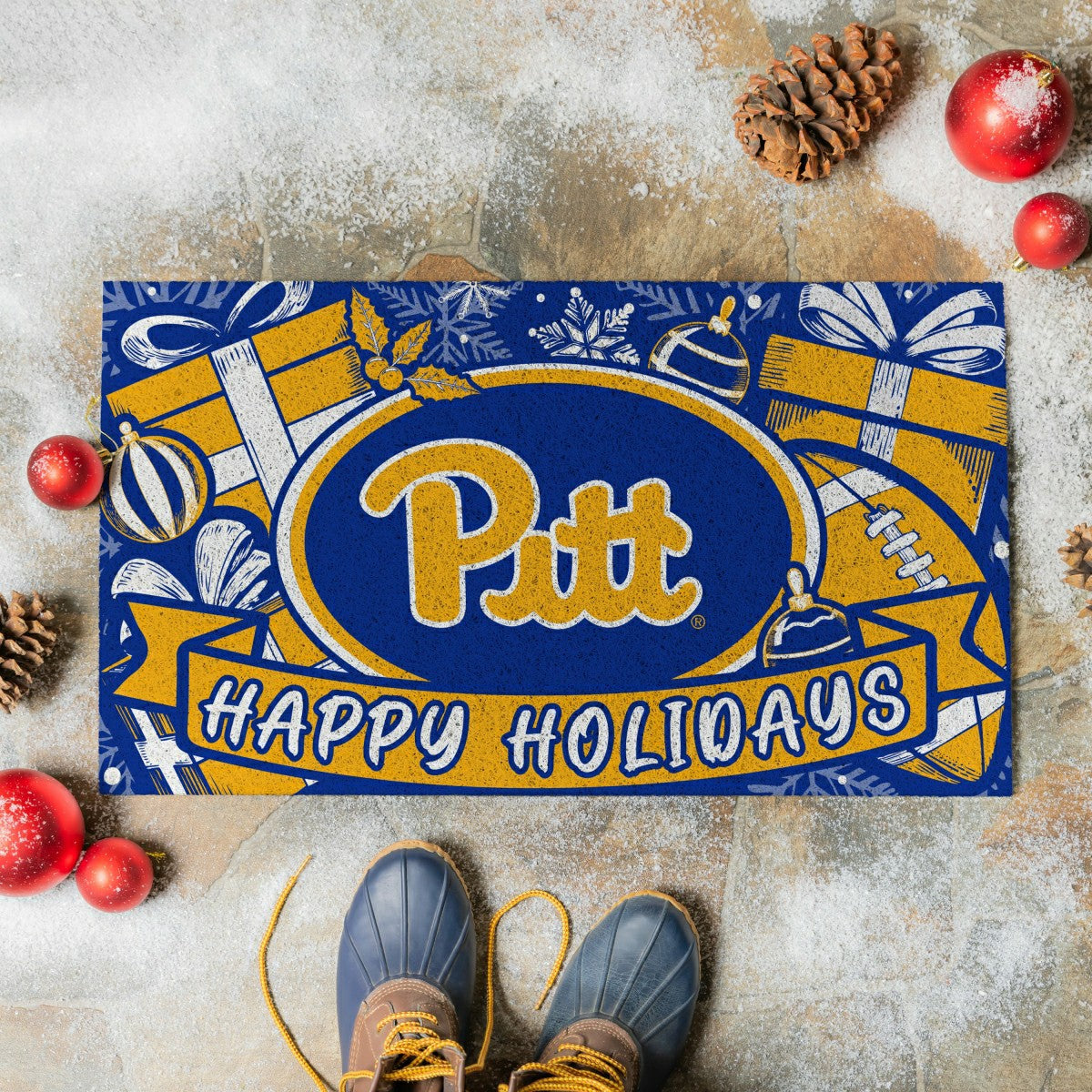 University of Pittsburgh Holiday PVC Mat, 28"x16", Collegiate