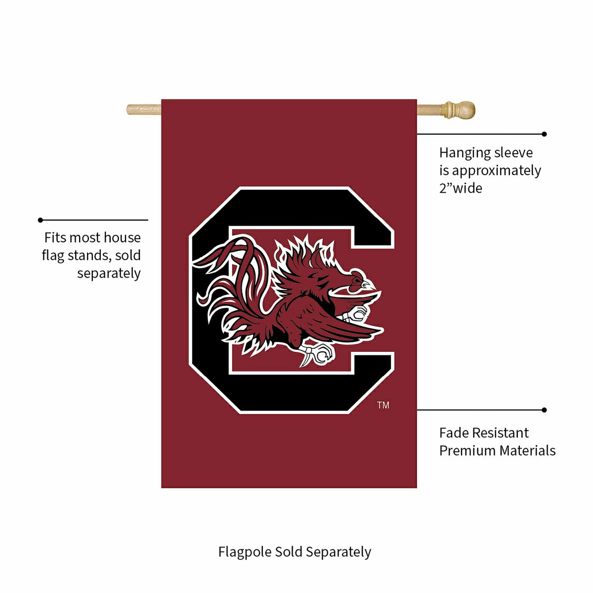 University of South Carolina Applique House Flag, Collegiate, Home